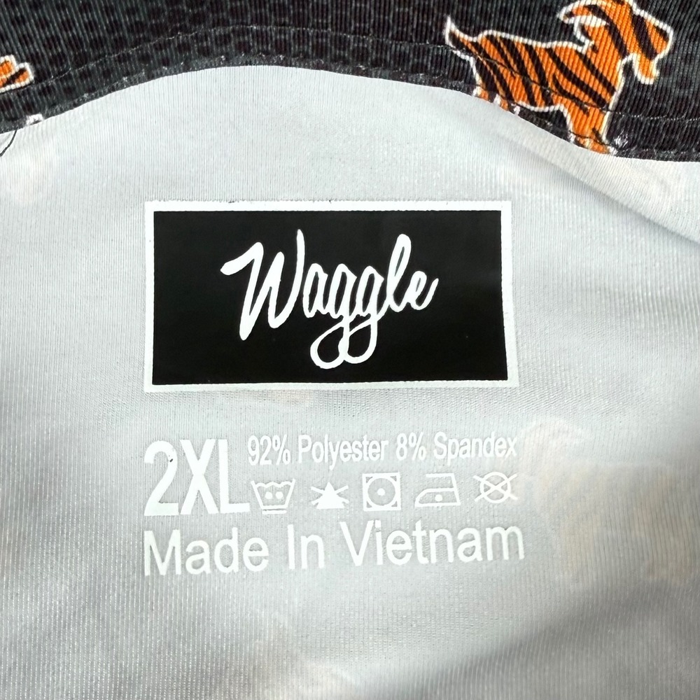NEW Waggle Mens 2XL Black Tiger Goat Print Performance Golf Polo Shirt - Picture 5 of 8